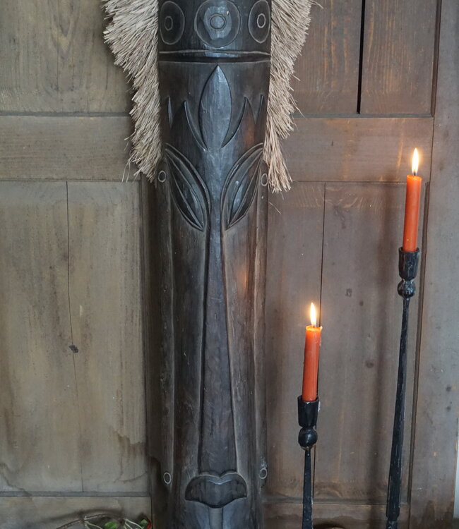 Rene Houtman Houten Tribal Masker | Indonesisch | H105 x B16 cm