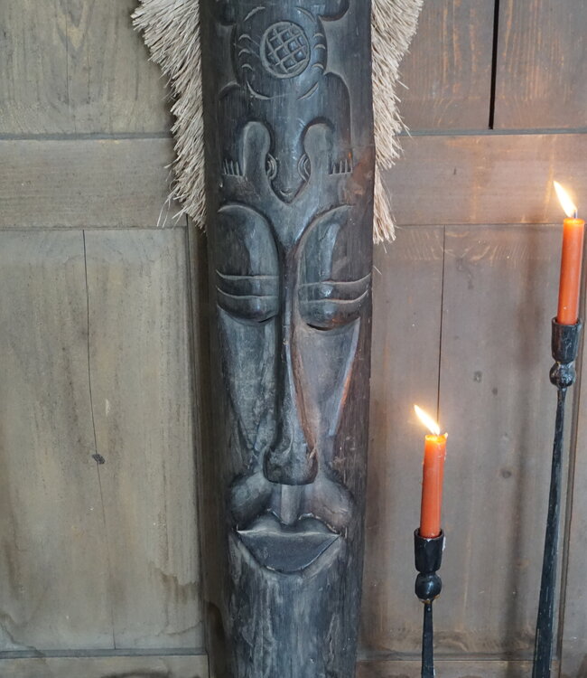 Rene Houtman Houten Tribal Masker | Indonesisch | H100 x B19 cm