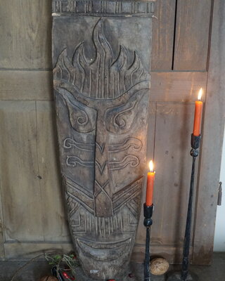 Rene Houtman Houten Tribal Masker | Indonesisch | H103 x B30 cm