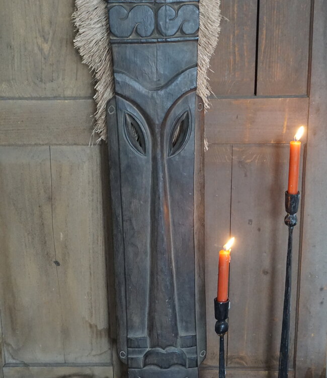 Rene Houtman Houten Tribal Masker | Indonesisch | H107 x B20 cm