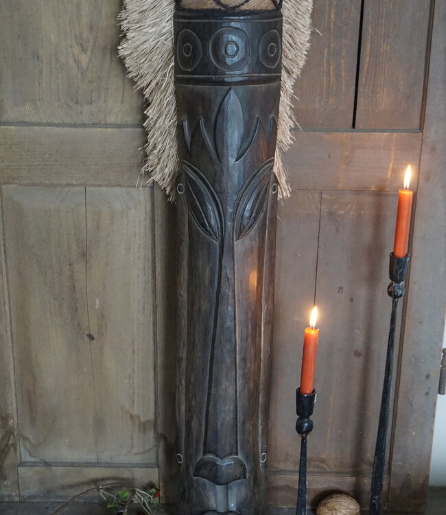 Rene Houtman Houten Tribal Masker | Indonesisch| H108 x B16 cm