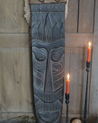 Rene Houtman Houten Tribal Masker | Indonesisch | H105 x B24 cm