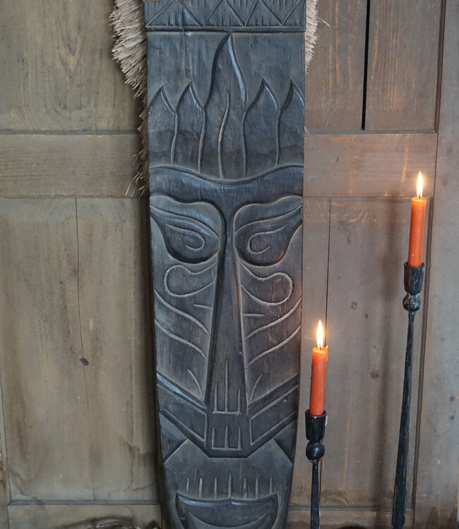 Rene Houtman Houten Tribal Masker | Indonesisch | H105 x B24 cm