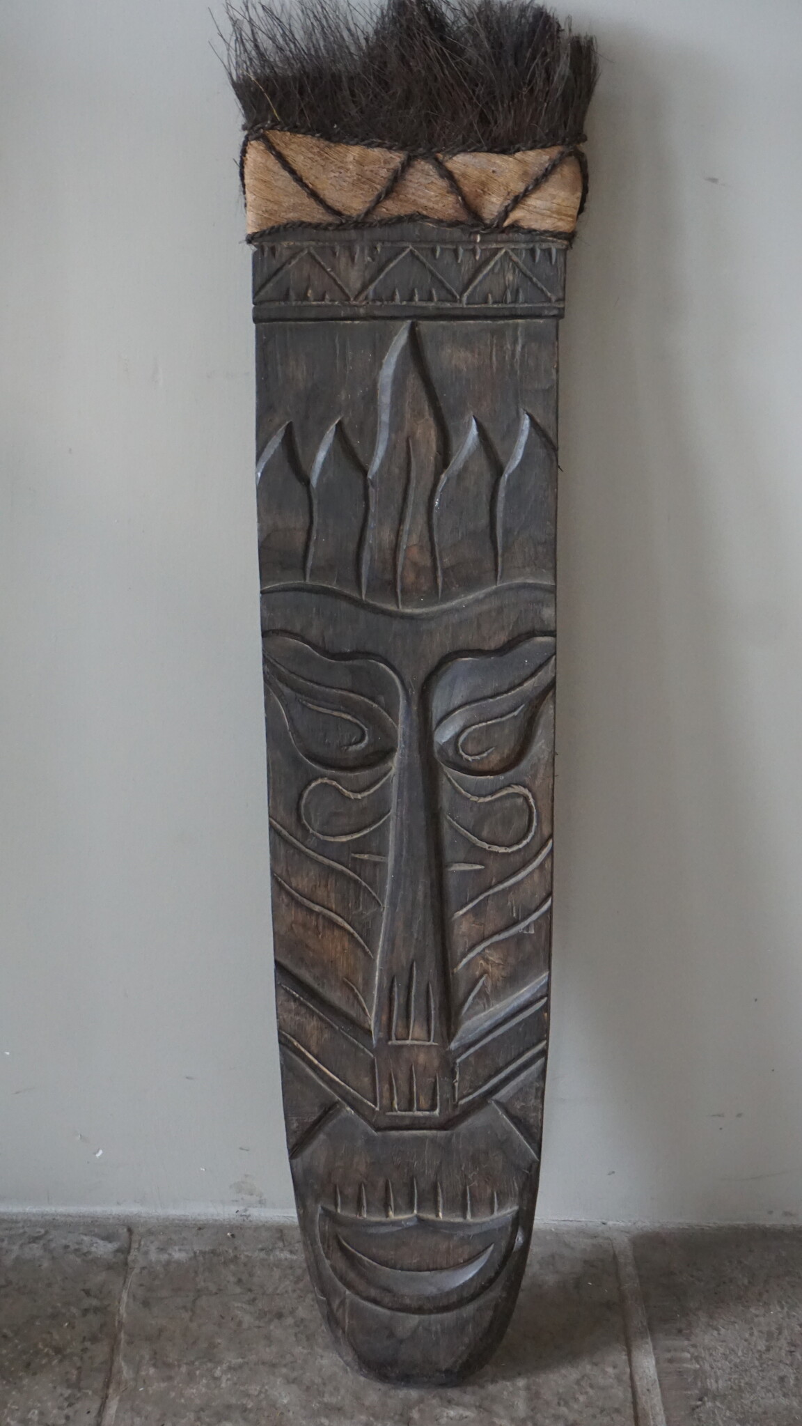Rene Houtman Houten Tribal Masker | Indonesisch | H108 x B22 cm