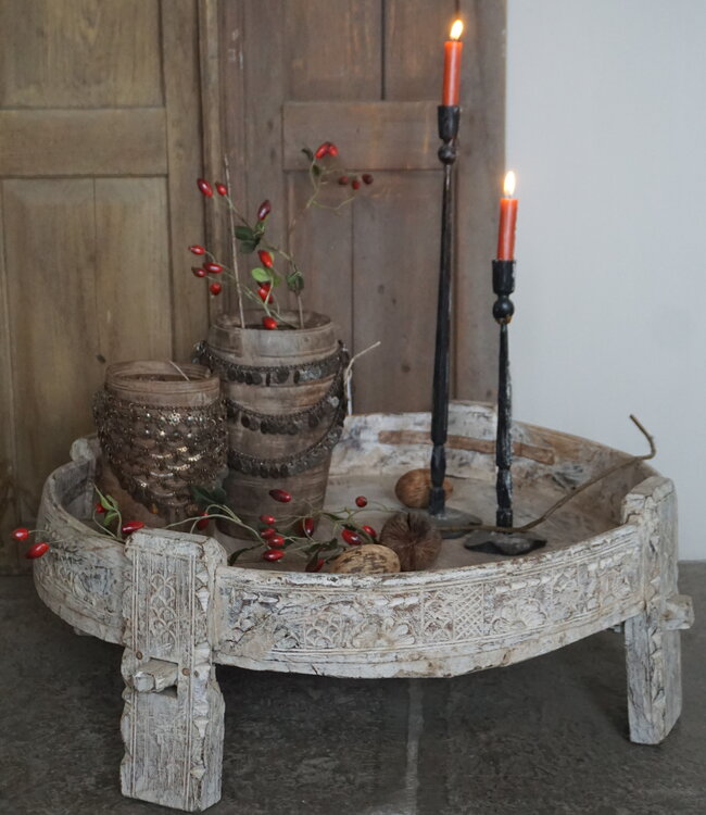 Rene Houtman Chakki Tafeltje XXL | Oud Hout | H28 x D75 cm