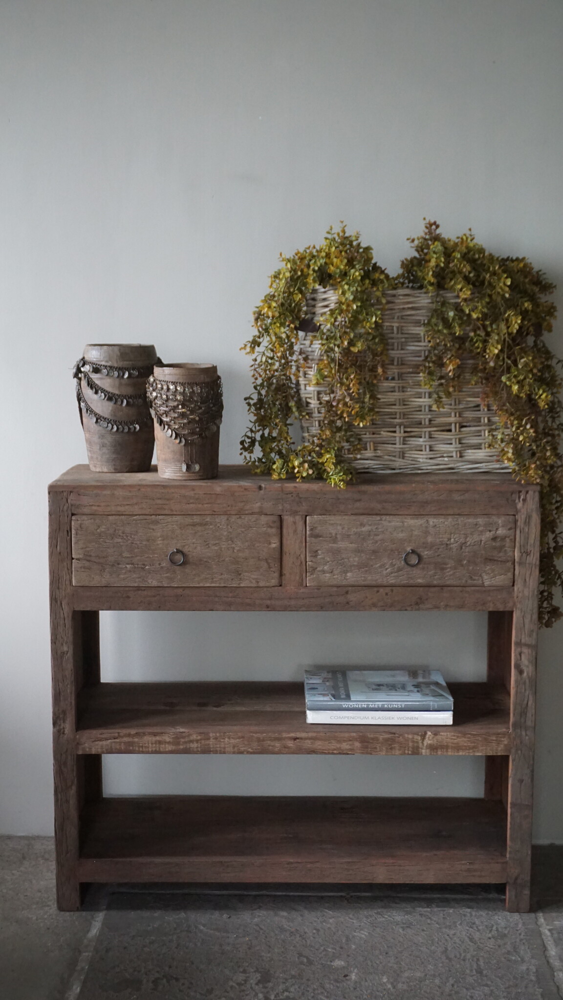 Rene Houtman Sidetable Wandtafel Oud Hout 2 Lades L100xD38xH90 cm