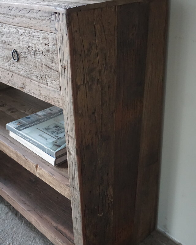 Rene Houtman Sidetable Wandtafel Oud Hout 2 Lades L100xD38xH90 cm