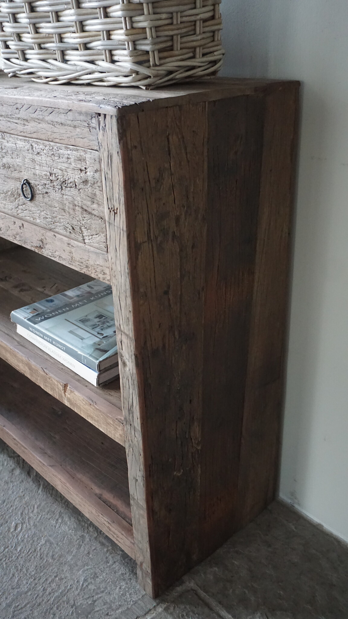 Rene Houtman Sidetable Wandtafel Oud Hout 2 Lades L100xD38xH90 cm