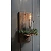 Wand Kaarshouder Larix Hout Set - Console + Windlicht + Kaarshouder + Kransje