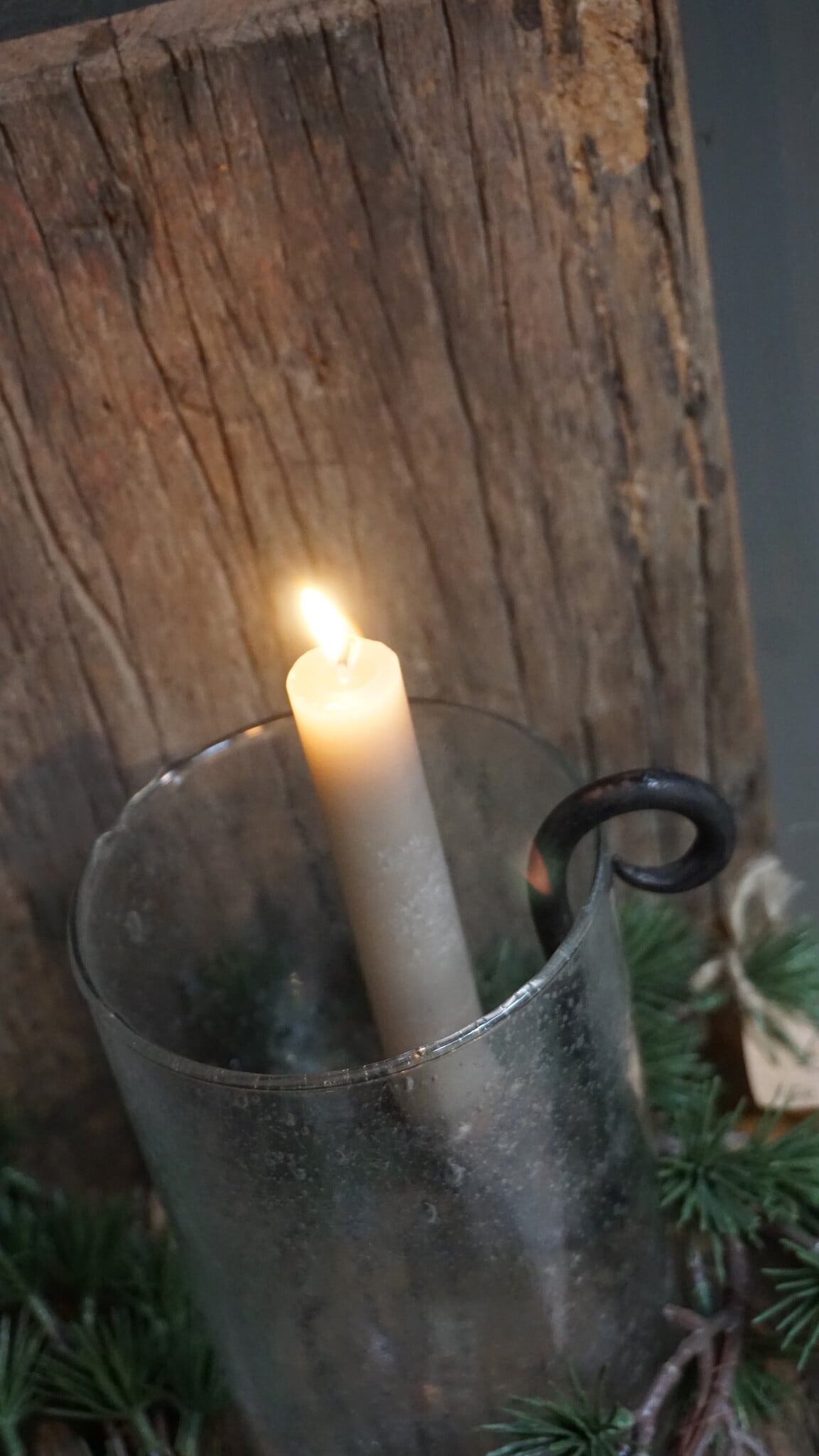 Rene Houtman Wand Kaarshouder Larix Hout Set - Console + Windlicht + Kaarshouder + Kransje