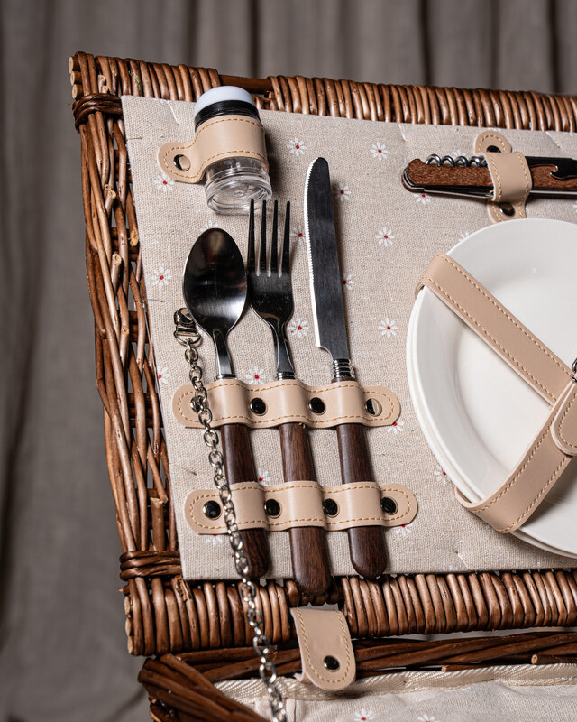 PTMD Picknickmand 2-Persoons Bruin Riet - Compleet - Koeltas