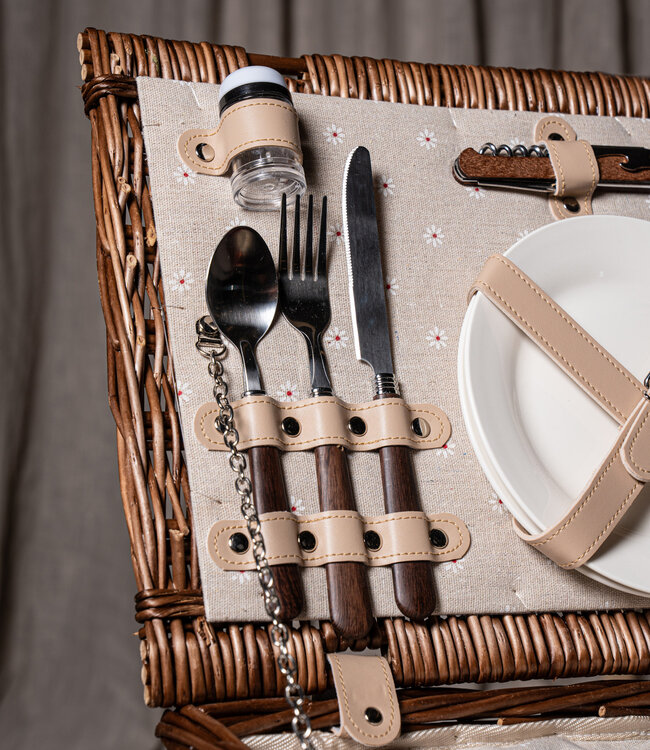 PTMD Picknickmand 2-Persoons Bruin Riet - Compleet - Koeltas