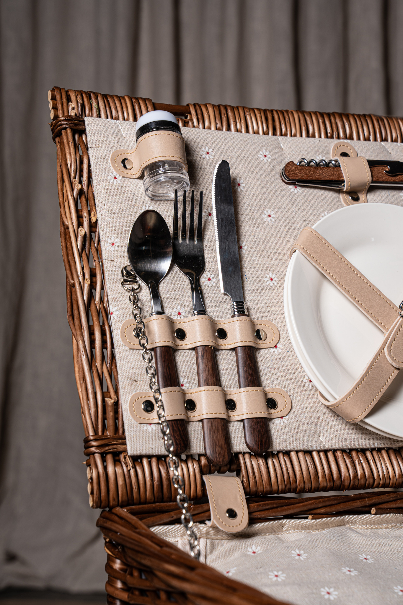 PTMD Picknickmand 2-Persoons Bruin Riet - Compleet - Koeltas