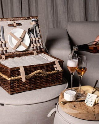 PTMD Picknickmand 2-Persoons Bruin Riet - Compleet - Koeltas