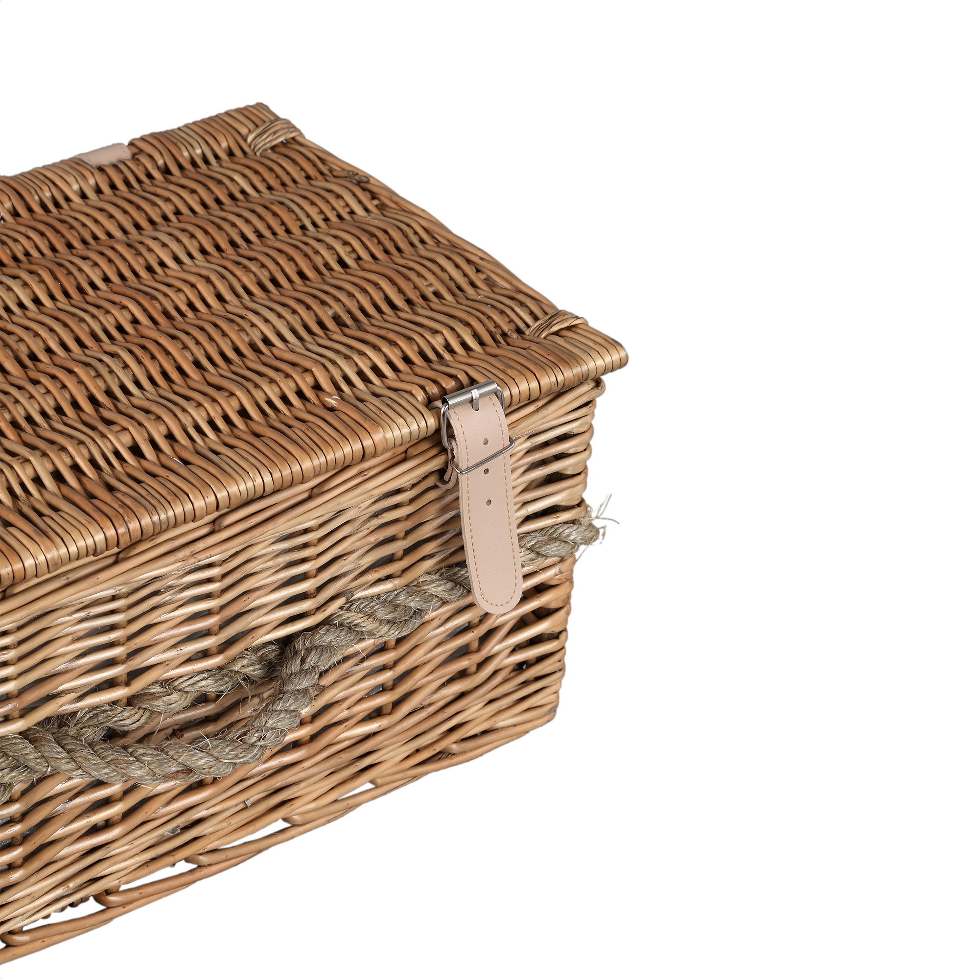 PTMD Picknickmand 2-Persoons Naturel Riet - Compleet - Koeltas