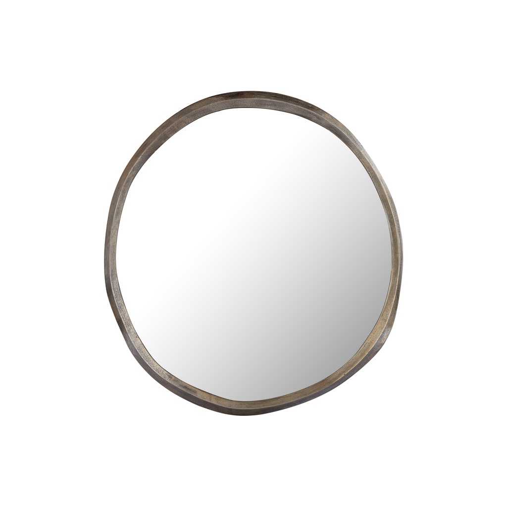 PTMD Limera Messing Aluminium Ronde Spiegel met Onregelmatige Rand S
