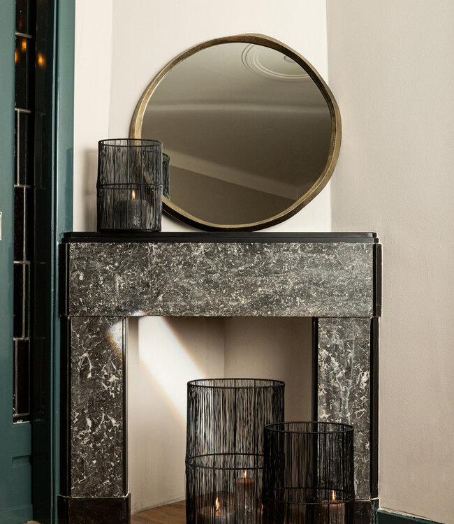 PTMD Limera Messing Aluminium Ronde Spiegel met Onregelmatige Rand S