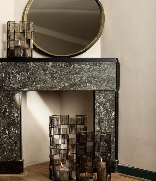 PTMD Limera Messing Aluminium Ronde Spiegel met Onregelmatige Rand S