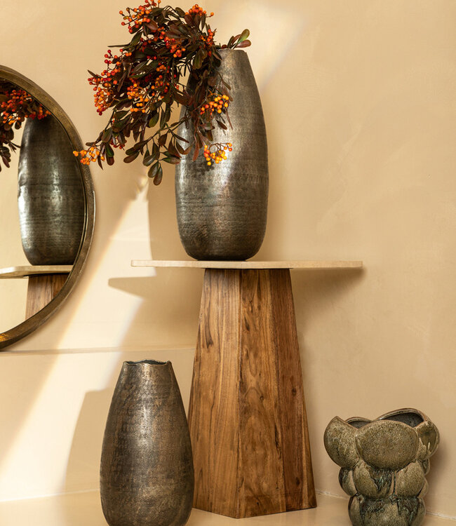 PTMD Limera Messing Aluminium Ronde Spiegel met Onregelmatige Rand S