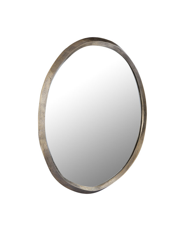 PTMD Limera Messing Aluminium Ronde Spiegel met Onregelmatige Rand S