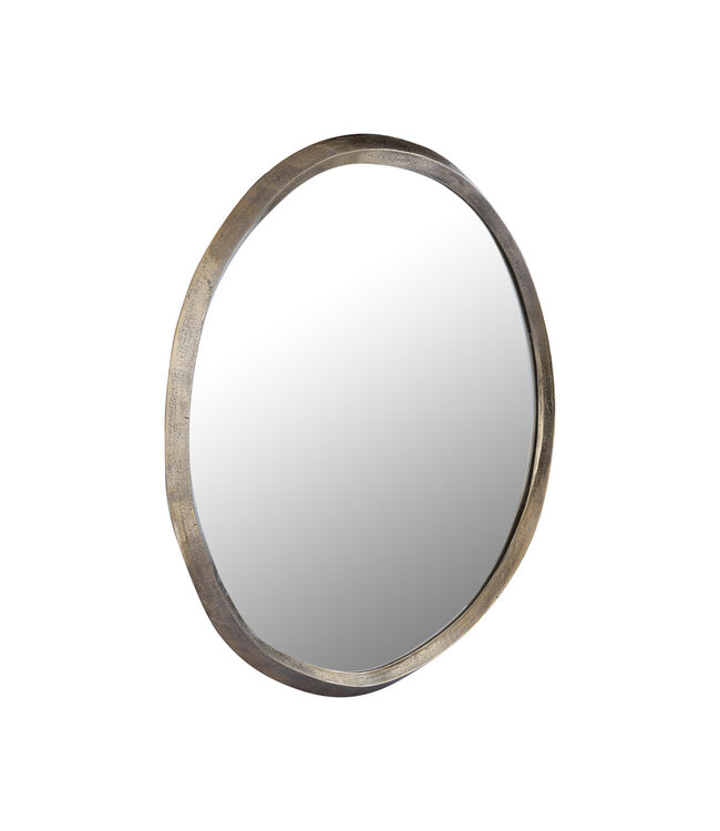PTMD Limera Messing Aluminium Ronde Spiegel met Onregelmatige Rand S