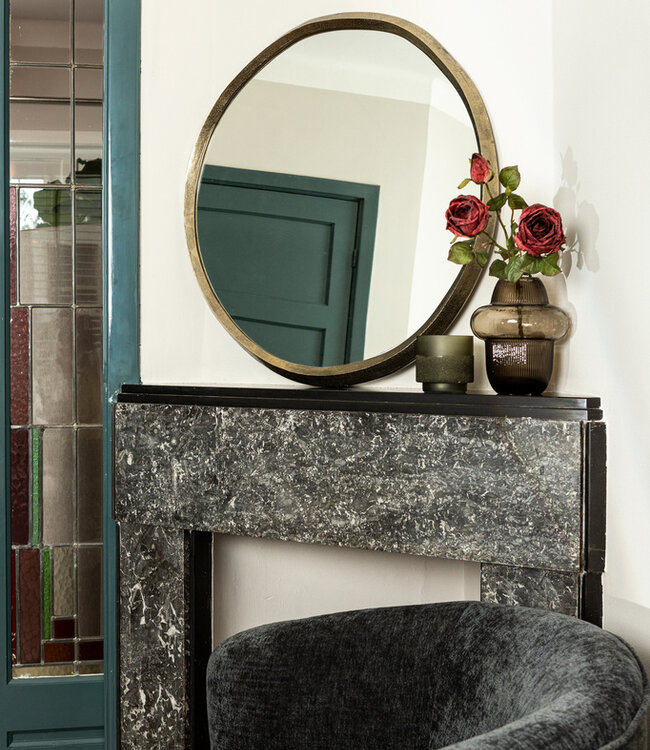 PTMD Limera Messing Aluminium Ronde Spiegel met Onregelmatige Rand S