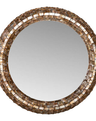 PTMD Chelsae Bronzen Poly Ronde Schelpspiegel Groot