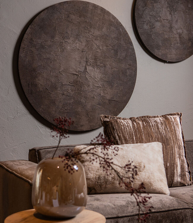 PTMD Kemp Bruine Canvas Schilderij Ruw Rond L