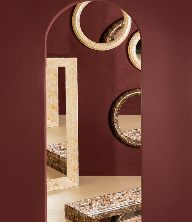 PTMD Chelsae Bronzen Poly Ronde Schelpspiegel Groot