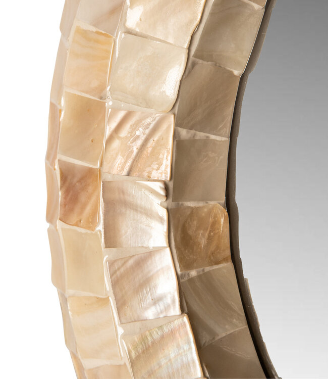 PTMD Chelsae Crème Poly Ronde Schelpspiegel Klein