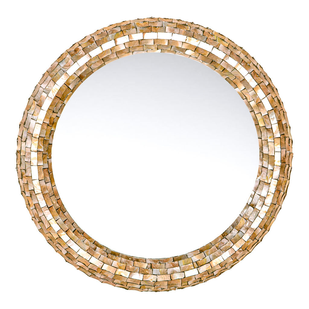 PTMD Chelsae Room Poly Round Shell Mirror Large
