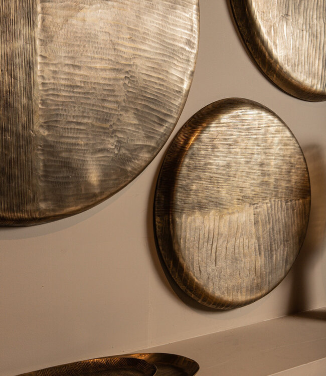 PTMD Jowad Antiek Gouden Aluminium Plaat Wandpaneel Geribbeld S