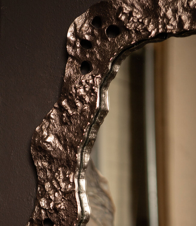 PTMD Kariss Bronzen Gegoten Alu Spiegel Ruwe Ovale Vorm