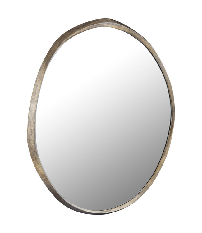 PTMD Limera Messing Aluminium Ronde Spiegel met Onregelmatige Rand L