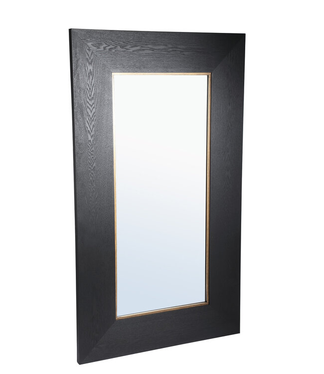 PTMD Zwarte Houten Spiegel Tiess Met Gouden Rand S