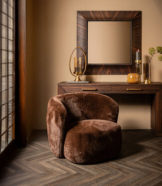 PTMD Gezzy Vierkante Spiegel | Bruin | Hout | H110 x B110 cm