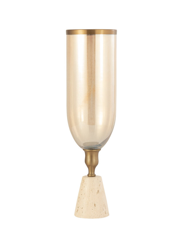 PTMD Tadh Stormlicht L | Travertijn & Glas | H47 x D13 cm