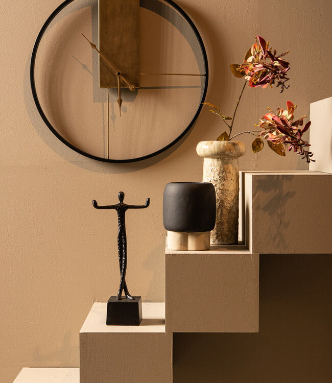 PTMD Lolae Gouden IJzeren Ronde Wandklok L