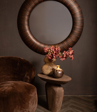 PTMD Gezzy Ronde Spiegel | Bruin | Hout | D110 cm