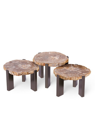 PTMD Rudi Salontafel | Set Van 3 | Versteend Hout