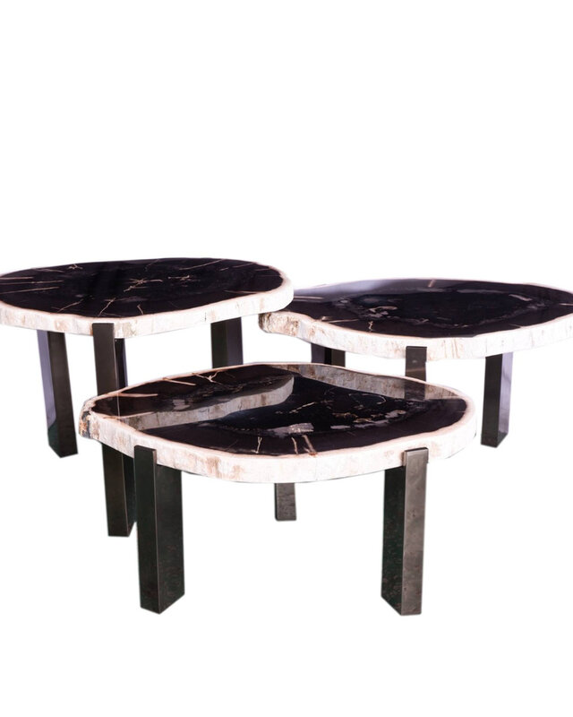 PTMD Rudi Salontafel | Set Van 3 | Versteend Hout | Grijs