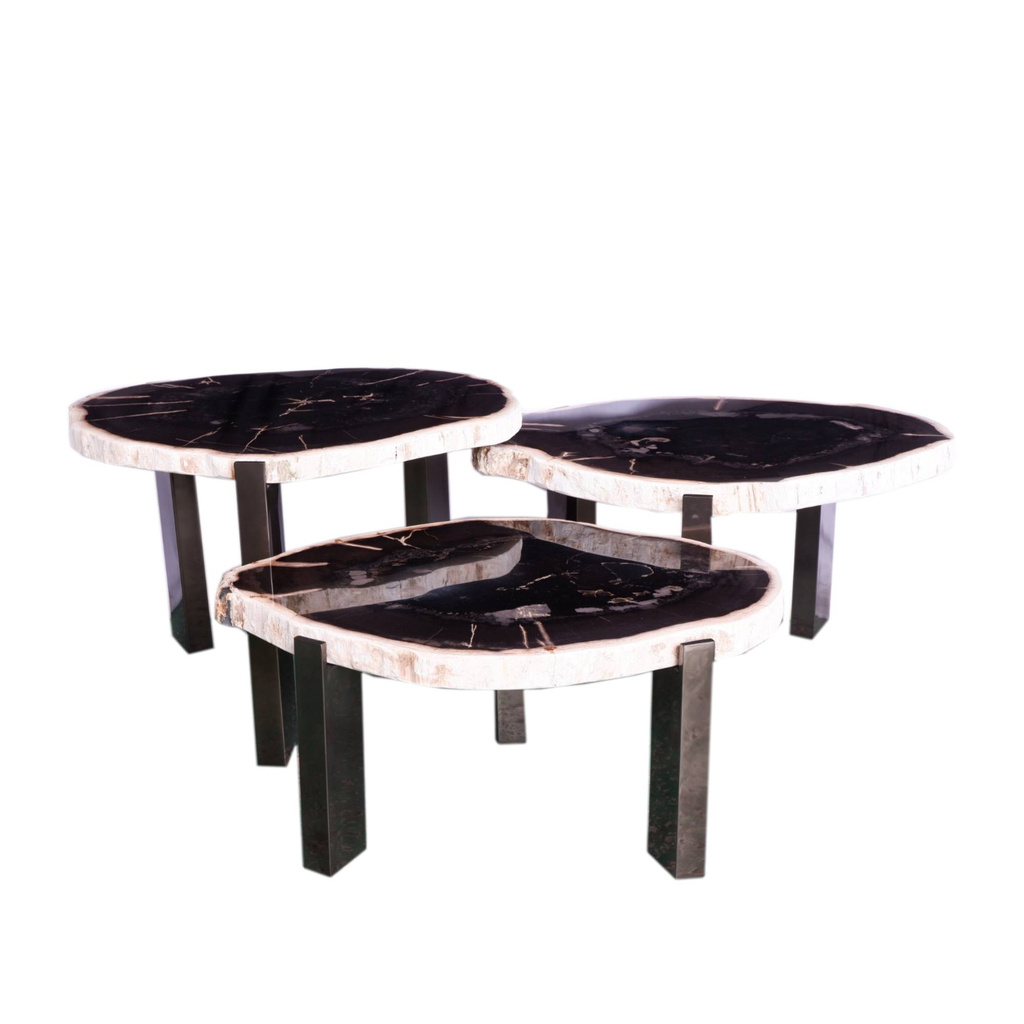 PTMD Rudi Salontafel | Set Van 3 | Versteend Hout | Grijs