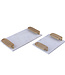 PTMD Wit Marmeren Dienblad | Gouden Handvaten | H5 x B30 x D23 cm