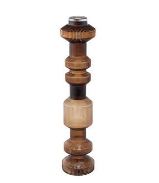 PTMD Galinda Bruine Geribbelde Glazen Kaarsenhouder Bolvormig M