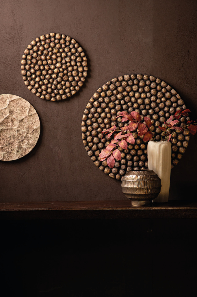 PTMD Gen Bronze Oval Cement Wall Panel Lampen Hoog S