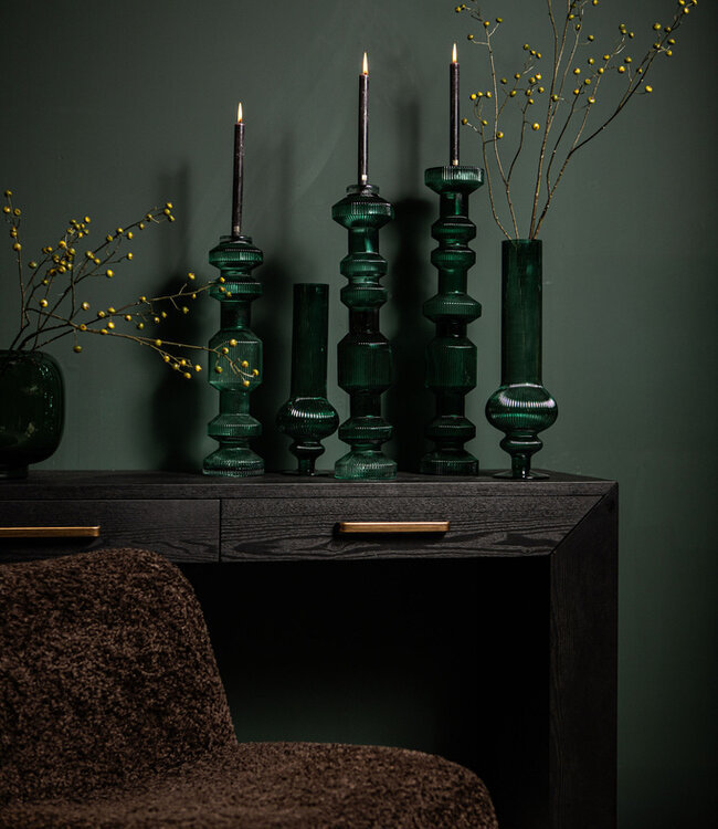 PTMD Galinda Kaarsenhouder L | Donkergroen | H64 x D13 cm