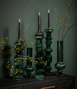 PTMD Galinda Kaarsenhouder L | Donkergroen | H64 x D13 cm