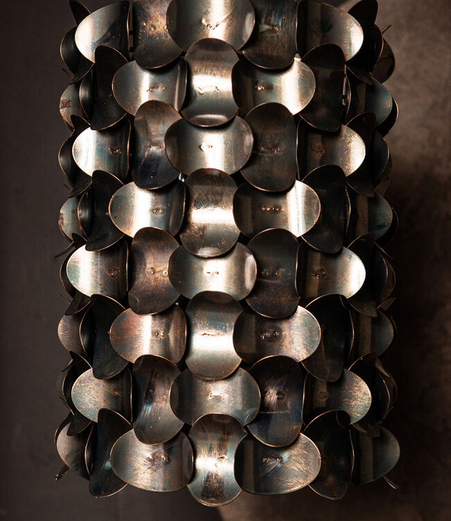 PTMD Jaye Zwarte IJzeren Hanglamp Cirkelpatroon Breed