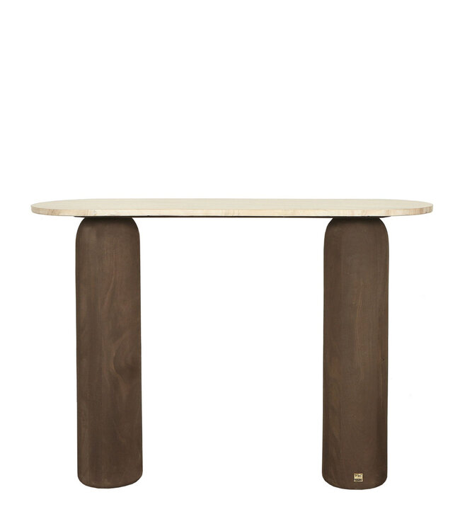 PTMD Liora Bijzettafel | Mangohout & Marmer | H80 x B106 x D33 cm