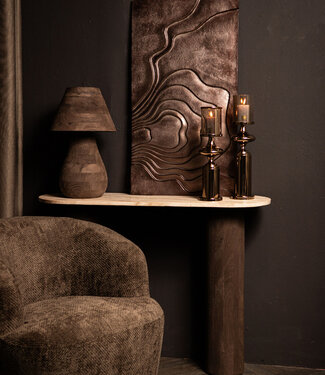 PTMD Liora Bijzettafel | Mangohout & Marmer | H80 x B106 x D33 cm